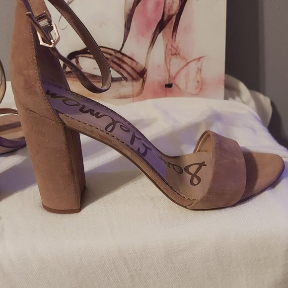 Sam Edelman, Suede Open Toe Strappy Block Heel, Tan - Picture 8 of 11